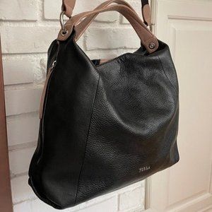Furla black leather handbag